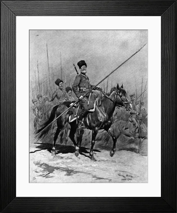 Framed Print : La Diversion Russe; Les Avant-Gardes Cosaques, 1914. Creator: Georges Bertin Scott Framed Print : La Diversion Russe; Les Avant-Gardes Cosaques, 1914. Creator: Georges Bertin Scott
