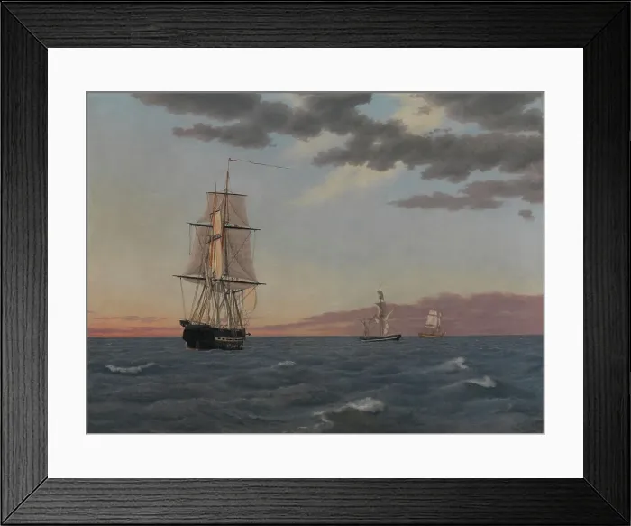 Framed Print : The Corvette Galathea Lying to in order to Send Help to the Brig St Jean at Dawn after a...1839. Creator: CW Eckersberg. The Corvette Galathea Lying to in order to Send Help to the Brig St Jean at Dawn after a...1839 Framed Print : The Corvette Galathea Lying to in order to Send Help to the Brig St Jean at Dawn after a...1839. Creator: CW Eckersberg. The Corvette Galathea Lying to in order to Send Help to the Brig St Jean at Dawn after a...1839