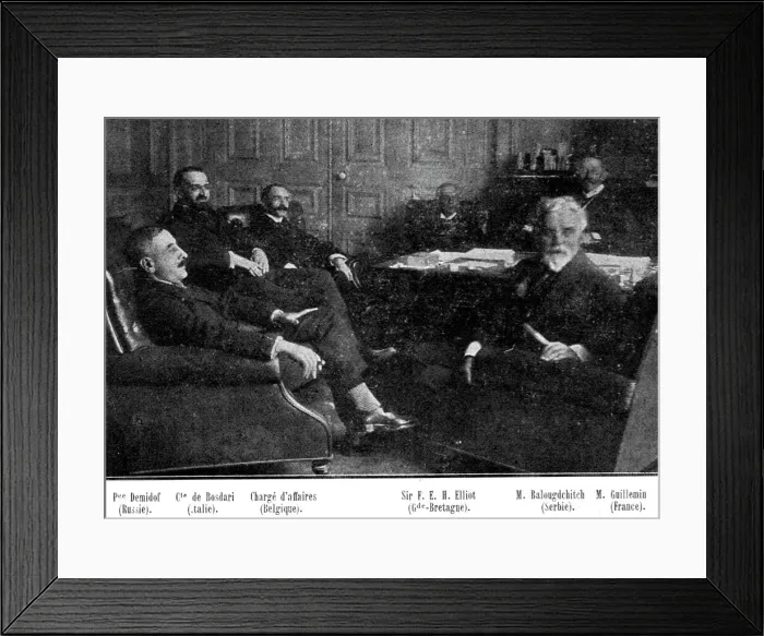 Framed Print : Les evenements de Grece; Une reunion des ministres de l'Entente a la Legation de France, 1916. Creator: Unknown