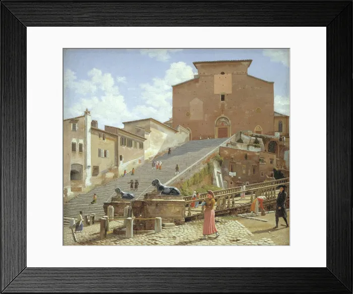 Framed Print : The Marble Steps leading up to the Church of Santa Maria in Aracoeli in Rome, 1814-1816. Creator: CW Eckersberg Framed Print : The Marble Steps leading up to the Church of Santa Maria in Aracoeli in Rome, 1814-1816. Creator: CW Eckersberg