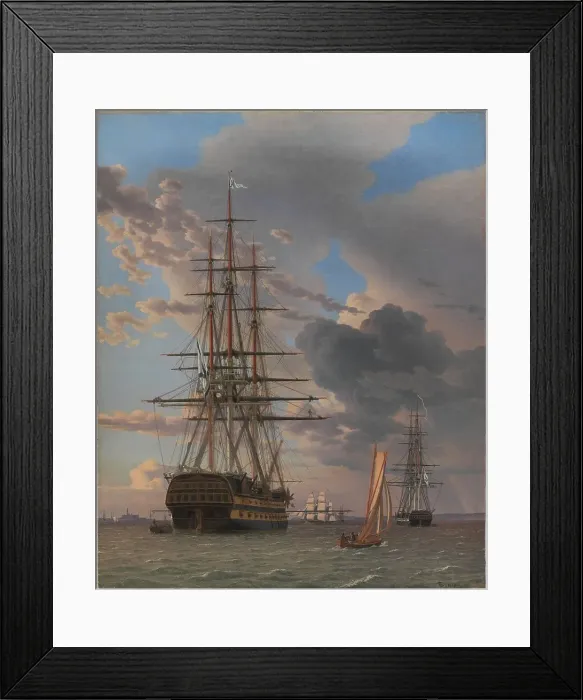 Framed Print : The Russian Ship of the Line Asow and a Frigate at Anchor near Elsinore, 1828. Creator: CW Eckersberg. The Russian Ship of the Line Asow and a Frigate at Anchor near Elsinore, 1828. Creator: CW Eckersberg Framed Print : The Russian Ship of the Line Asow and a Frigate at Anchor near Elsinore, 1828. Creator: CW Eckersberg. The Russian Ship of the Line Asow and a Frigate at Anchor near Elsinore, 1828. Creator: CW Eckersberg