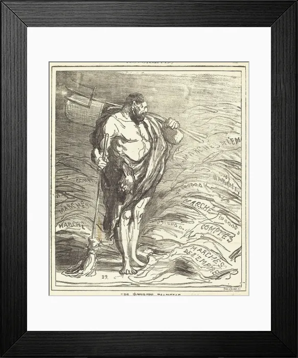 Framed Print : Les écuries d'Augias, 1872. Creator: Honore Daumier Framed Print : Les écuries d'Augias, 1872. Creator: Honore Daumier