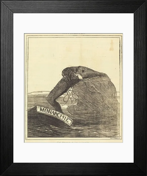 Framed Print : C'est dangereux, la pêche à l'épervier, 1871. Creator: Honore Daumier Framed Print : C'est dangereux, la pêche à l'épervier, 1871. Creator: Honore Daumier