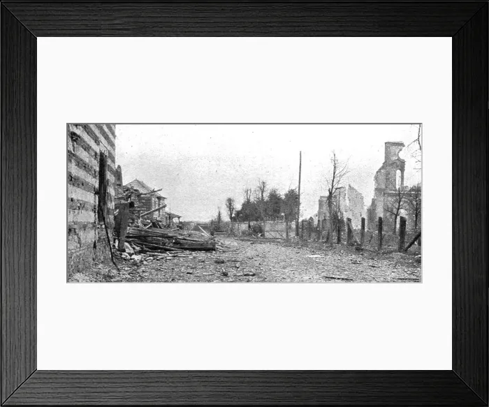 Framed Print : A Perthes-les Hurlus; Une maison et la rue de l'Eglise a Perthes-les Hurlus, 1915. Creator: Unknown Framed Print : A Perthes-les Hurlus; Une maison et la rue de l'Eglise a Perthes-les Hurlus, 1915. Creator: Unknown