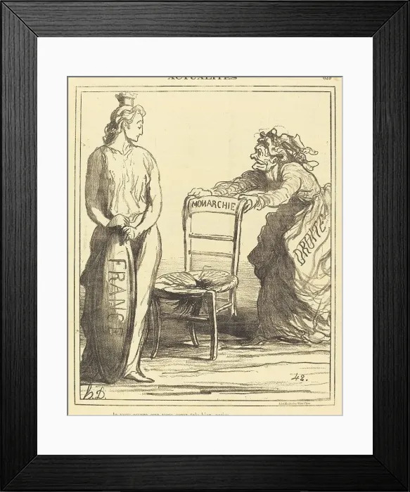 Framed Print : Je vous assure que vous serez très bien assise, 1871. Creator: Honore Daumier Framed Print : Je vous assure que vous serez très bien assise, 1871. Creator: Honore Daumier