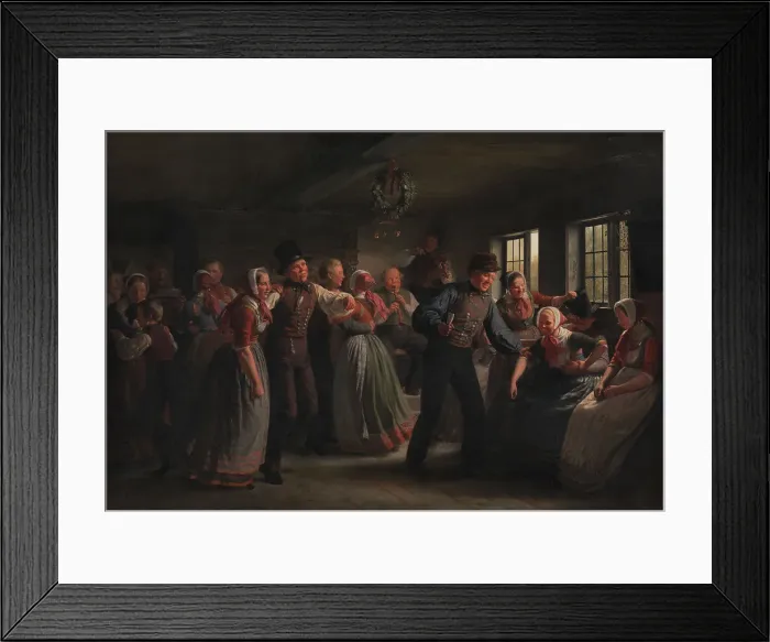 Framed Print : A Country Dance in the Hedebo District, Zealand, 1855. Creator: Julius Exner Framed Print : A Country Dance in the Hedebo District, Zealand, 1855. Creator: Julius Exner
