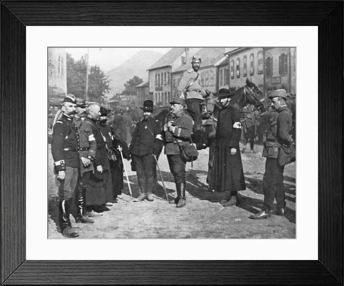 Framed Print : L Aumonerie Militaire; Un groupe d'aumoniers militaires des trois confessions, 1914 Creator: Unknown Framed Print : L Aumonerie Militaire; Un groupe d'aumoniers militaires des trois confessions, 1914 Creator: Unknown