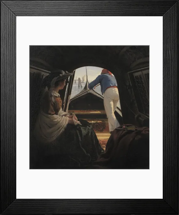 Framed Print : A Gondola, 1859. Creator: Julius Exner Framed Print : A Gondola, 1859. Creator: Julius Exner