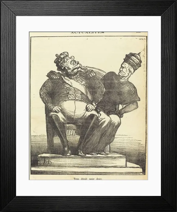 Framed Print : Trop étroit pour deux, 1870. Creator: Honore Daumier Framed Print : Trop étroit pour deux, 1870. Creator: Honore Daumier