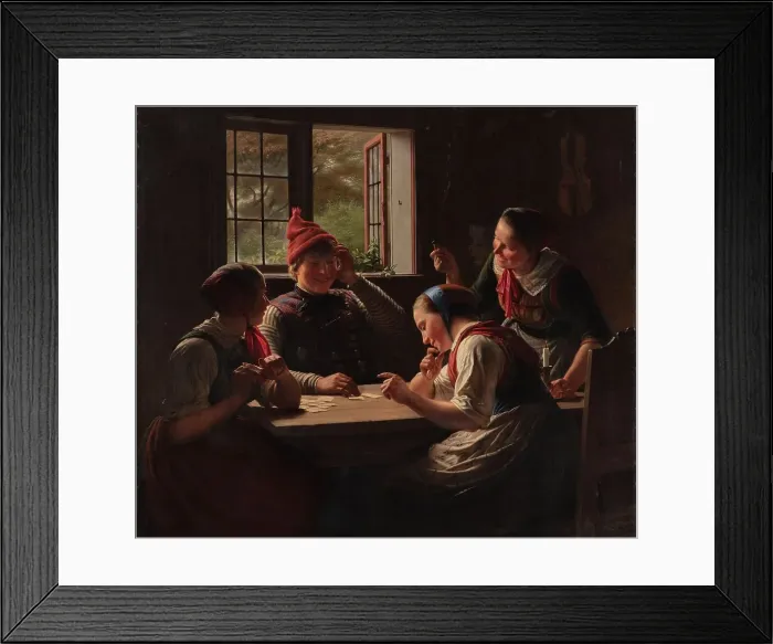 Framed Print : The card players, 1862 Creator: Julius Exner Framed Print : The card players, 1862 Creator: Julius Exner
