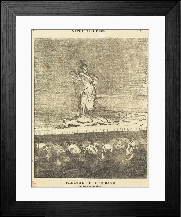 Framed Print : Théâtre de Bordeaux - on joue la tragédie, 1871. Creator: Honore Daumier