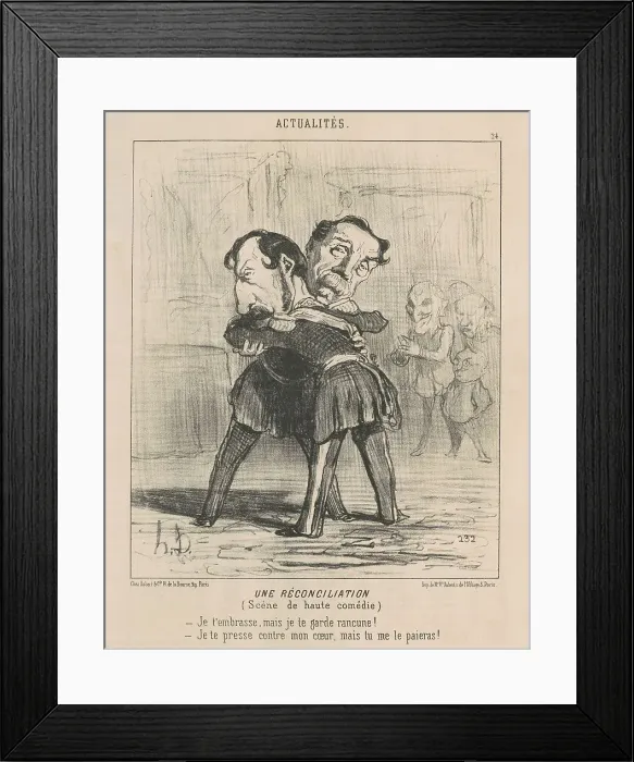 Framed Print : Un réconciliation, scène de haute comédie... 19th century. Creator: Honore Daumier Framed Print : Un réconciliation, scène de haute comédie... 19th century. Creator: Honore Daumier