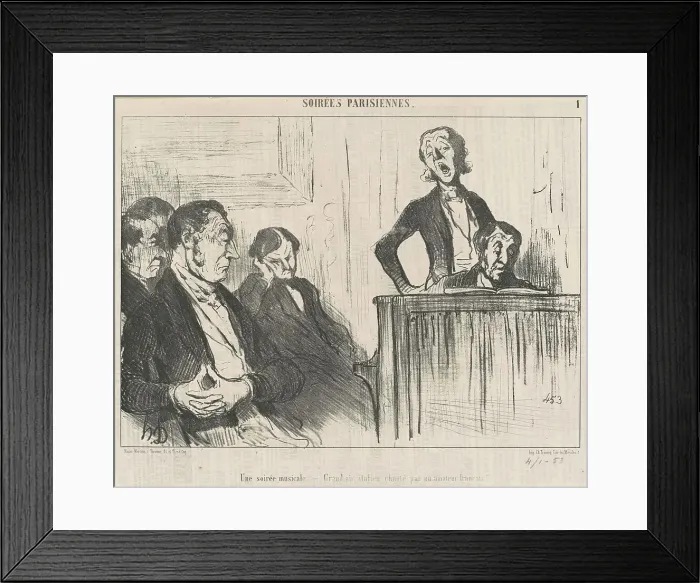 Framed Print : Une soirée musicale, 19th century. Creator: Honore Daumier Framed Print : Une soirée musicale, 19th century. Creator: Honore Daumier