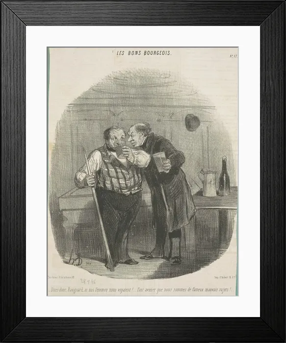 Framed Print : Dites donc, Ravignard, si nos femmes nous voyaient!... 19th century. Creator: Honore Daumier