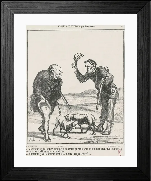 Framed Print : Monsieur, vu l'absence complète... 19th century. Creator: Honore Daumier