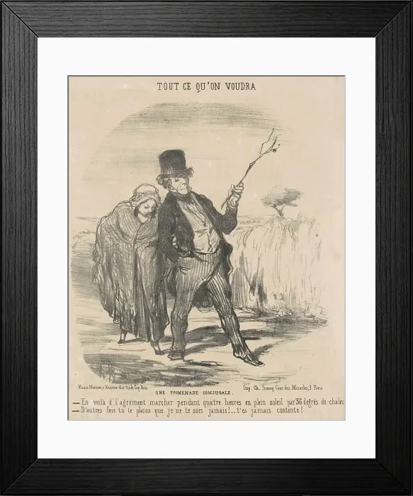 Framed Print : Une promenade conjugale, 19th century. Creator: Honore Daumier Framed Print : Une promenade conjugale, 19th century. Creator: Honore Daumier