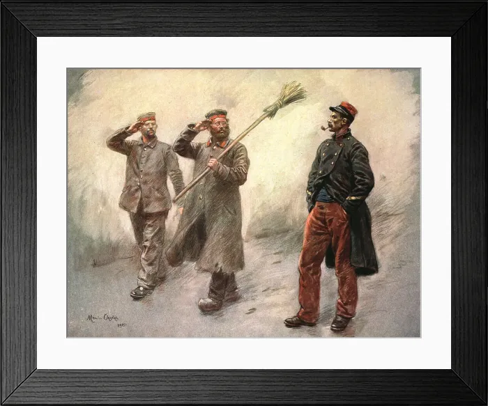 Framed Print : Au Camp des Prisonniers Allemands de Dinant; La corvee de quartier, 1915. Creator: Maurice Orange Framed Print : Au Camp des Prisonniers Allemands de Dinant; La corvee de quartier, 1915. Creator: Maurice Orange