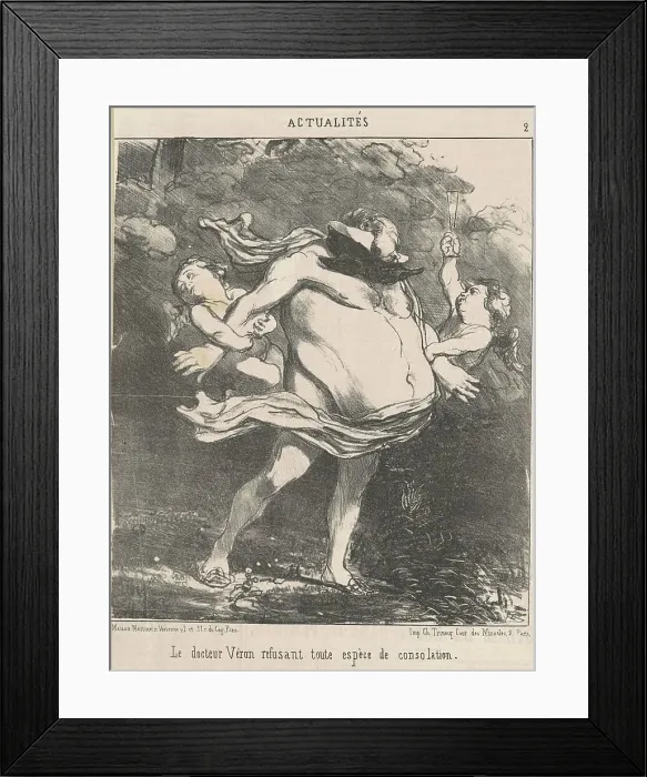 Framed Print : Le docteur Véron refusant tout espèce de consolation, 19th century. Creator: Honore Daumier Framed Print : Le docteur Véron refusant tout espèce de consolation, 19th century. Creator: Honore Daumier