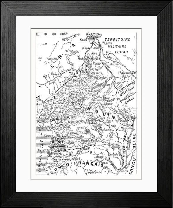 Framed Print : Le Cameroun Francais; Carte du Cameroun franco-britannique, 1916. Creator: Unknown
