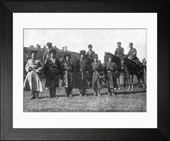 Framed Print : Les Aigles du Tsar; Officiers cosaques du corps des Partisans, 1915. Creator: L.H Grondijs Framed Print : Les Aigles du Tsar; Officiers cosaques du corps des Partisans, 1915. Creator: L.H Grondijs