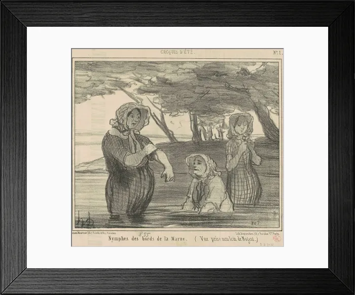 Framed Print : Nymphes des bords de la Marne, 19th century. Creator: Honore Daumier Framed Print : Nymphes des bords de la Marne, 19th century. Creator: Honore Daumier