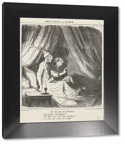 Un réveil en sursaut, 19th century. Creator: Honore Daumier