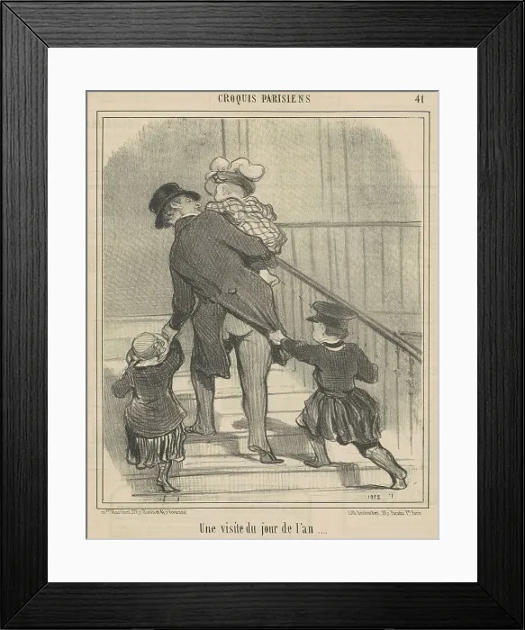 Framed Print : Une visite du jour de l'an, 19th century. Creator: Honore Daumier Framed Print : Une visite du jour de l'an, 19th century. Creator: Honore Daumier