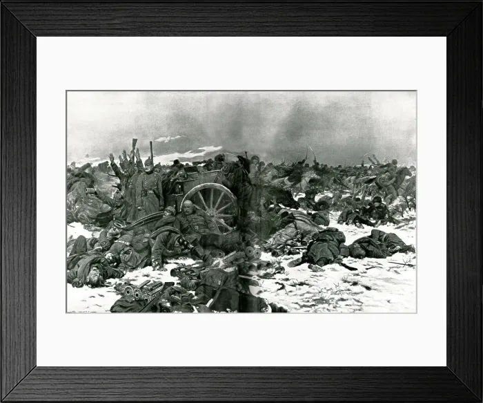 Framed Print : Sur le front de Pologne; une charge des Cosaques de l'oural, sur une batterie allemande, 1914. Creator: J Simont Framed Print : Sur le front de Pologne; une charge des Cosaques de l'oural, sur une batterie allemande, 1914. Creator: J Simont