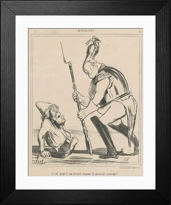 Framed Print : Usant jusqu'a son dernier homme et son dernier mousquet, 19th century. Creator: Honore Daumier Framed Print : Usant jusqu'a son dernier homme et son dernier mousquet, 19th century. Creator: Honore Daumier