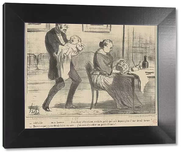 Adélaide... ma bonne... fais donc attention... 19th century. Creator: Honore Daumier