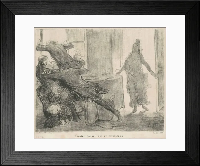 Framed Print : Dernier conseil des ex-ministres, 19th century. Creator: Honore Daumier Framed Print : Dernier conseil des ex-ministres, 19th century. Creator: Honore Daumier