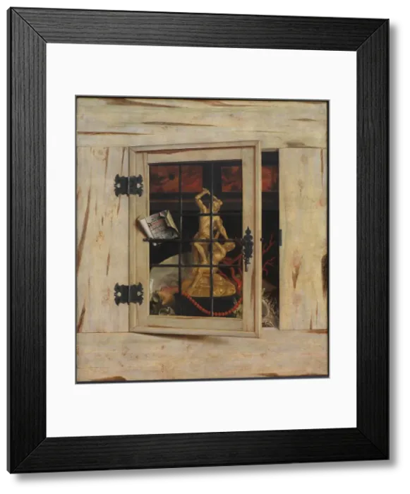 Framed Print : Trompe l'Oeil - an Open Cabinet with Works of Art, 1670. Creator: Cornelis Norbertus Gysbrechts Framed Print : Trompe l'Oeil - an Open Cabinet with Works of Art, 1670. Creator: Cornelis Norbertus Gysbrechts