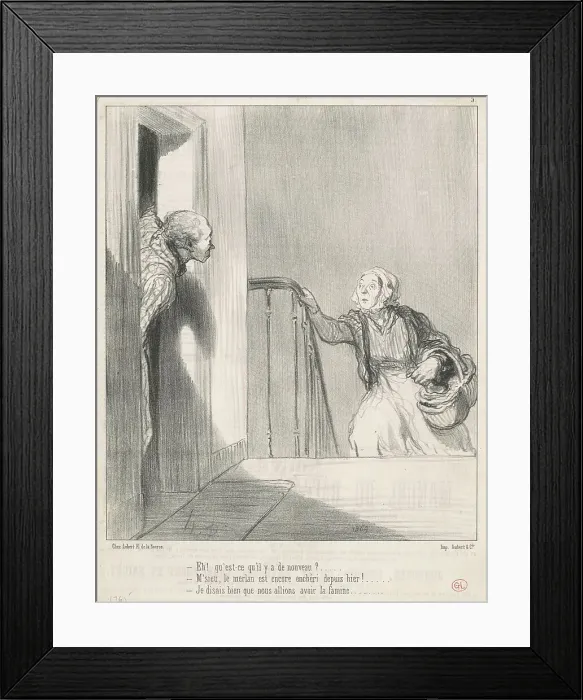Framed Print : Eh! Qu'est-ce qu'il y a de nouveau?... 19th century. Creator: Honore Daumier Framed Print : Eh! Qu'est-ce qu'il y a de nouveau?... 19th century. Creator: Honore Daumier
