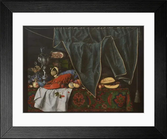 Framed Print : Trompe l'Oeil with Breakfast Piece with Lobster and Goblets on a Table Covered with an... 1672. Creator: Cornelis Norbertus Gysbrechts Framed Print : Trompe l'Oeil with Breakfast Piece with Lobster and Goblets on a Table Covered with an... 1672. Creator: Cornelis Norbertus Gysbrechts
