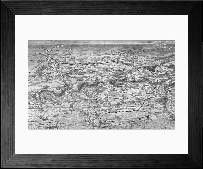 Framed Print : Les progres de l'offensive Franco-Britannique sur la Somme; Trace approximatif sur le... 1916. Creator: L. Trinquier Framed Print : Les progres de l'offensive Franco-Britannique sur la Somme; Trace approximatif sur le... 1916. Creator: L. Trinquier