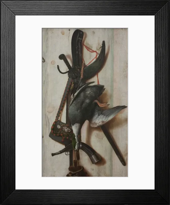 Framed Print : Trompe l'Oeil with Dead Duck and Hunting Implements, 1670-1674. Creator: Cornelis Norbertus Gysbrechts Framed Print : Trompe l'Oeil with Dead Duck and Hunting Implements, 1670-1674. Creator: Cornelis Norbertus Gysbrechts