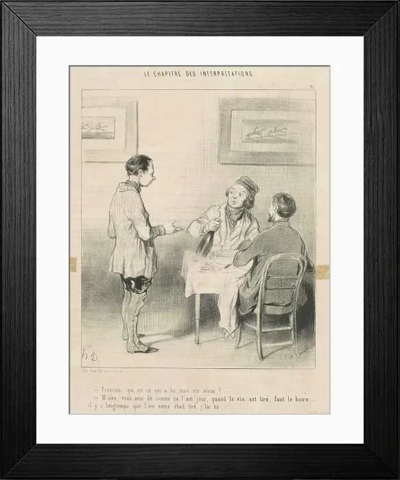 Framed Print : François, qui est-ce qui a bu mon vin... 19th century. Creator: Honore Daumier Framed Print : François, qui est-ce qui a bu mon vin... 19th century. Creator: Honore Daumier