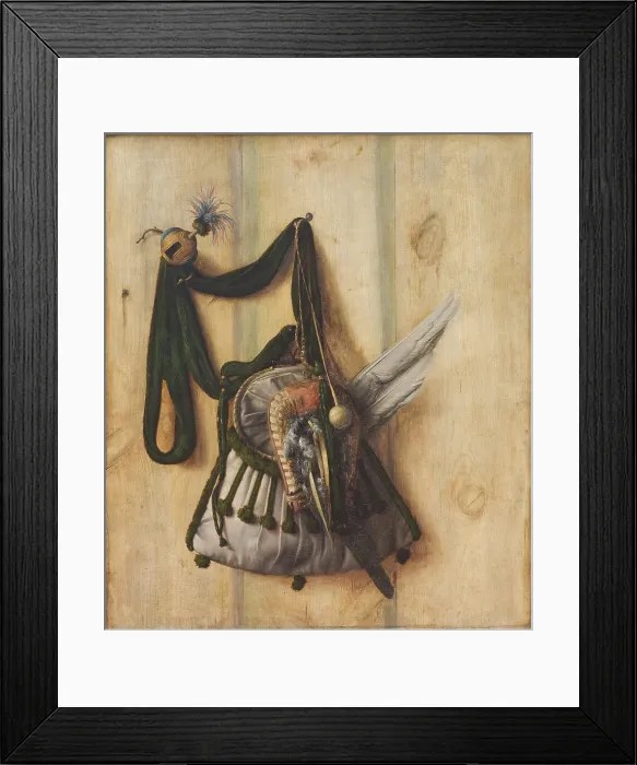 Framed Print : Trompe l'Oeil with Falconer's Bag and other Equipment for Falconry, 1671. Creator: Cornelis Norbertus Gysbrechts Framed Print : Trompe l'Oeil with Falconer's Bag and other Equipment for Falconry, 1671. Creator: Cornelis Norbertus Gysbrechts
