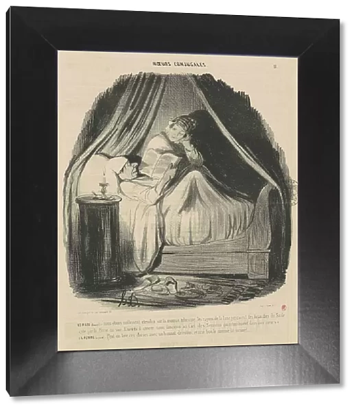 Le mari lisant: nous étions mollement étendus... 19th century. Creator: Honore Daumier