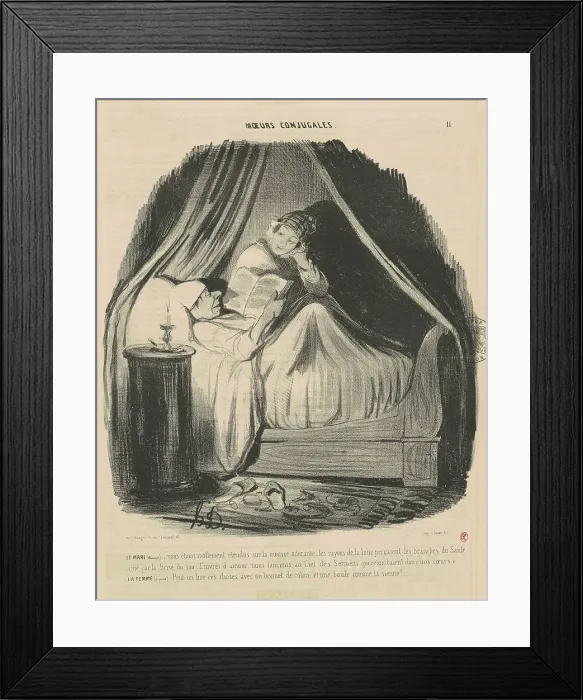Framed Print : Le mari lisant: nous étions mollement étendus... 19th century. Creator: Honore Daumier Framed Print : Le mari lisant: nous étions mollement étendus... 19th century. Creator: Honore Daumier