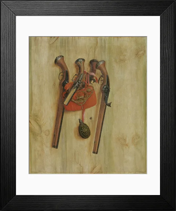 Framed Print : Trompe l'Oeil with Pistols;Board Partition with Pistols, 1672. Creator: Cornelis Norbertus Gysbrechts Framed Print : Trompe l'Oeil with Pistols;Board Partition with Pistols, 1672. Creator: Cornelis Norbertus Gysbrechts