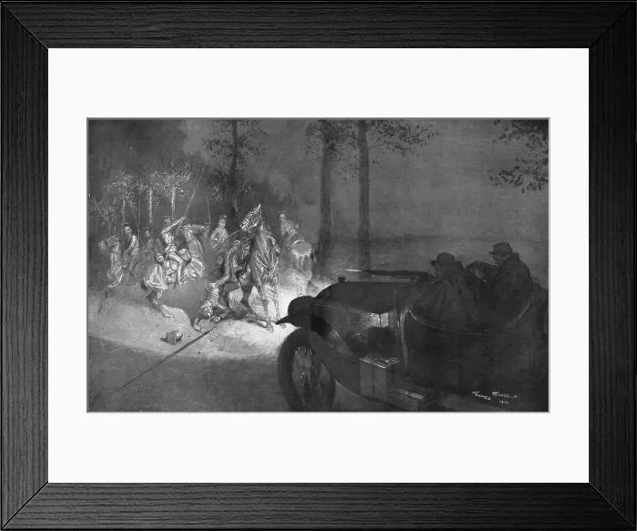 Framed Print : Recontre Nocturne au Coin D'un Bois; Comment on Aveugle une Patrouille, 1914. Creator: Georges Bertin Scott Framed Print : Recontre Nocturne au Coin D'un Bois; Comment on Aveugle une Patrouille, 1914. Creator: Georges Bertin Scott