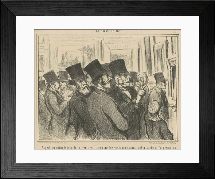 Framed Print : Aspect de salon le jour de l'ouverture... 19th century. Creator: Honore Daumier Framed Print : Aspect de salon le jour de l'ouverture... 19th century. Creator: Honore Daumier