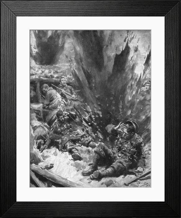 Framed Print : La Bataille des Flandres; Un projectile a eclate dans la boue sans blesser personne, 1914. Creator: Arthur C Michael Framed Print : La Bataille des Flandres; Un projectile a eclate dans la boue sans blesser personne, 1914. Creator: Arthur C Michael