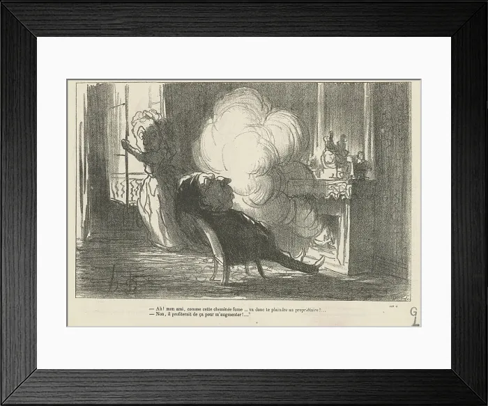 Framed Print : Ah! mon ami, comme cette cheminée fume... 19th century. Creator: Honore Daumier Framed Print : Ah! mon ami, comme cette cheminée fume... 19th century. Creator: Honore Daumier