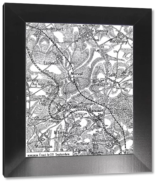 Terrain de l'operation combinee franco-britannique de part et d'autre de Combles, 1916. Creator: Unknown