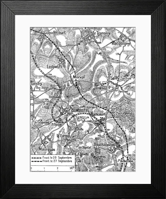 Framed Print : Terrain de l'operation combinee franco-britannique de part et d'autre de Combles, 1916. Creator: Unknown Framed Print : Terrain de l'operation combinee franco-britannique de part et d'autre de Combles, 1916. Creator: Unknown