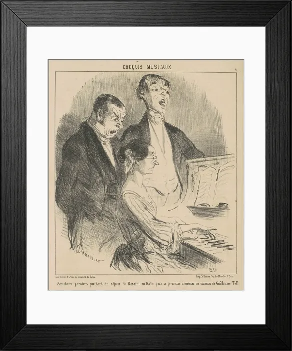 Framed Print : Amateurs parisiens profitant du séjour de Rossini en Italie... 19th century. Creator: Honore Daumier Framed Print : Amateurs parisiens profitant du séjour de Rossini en Italie... 19th century. Creator: Honore Daumier