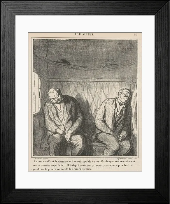 Framed Print : Faisons semblant de dormir... 19th century. Creator: Honore Daumier Framed Print : Faisons semblant de dormir... 19th century. Creator: Honore Daumier