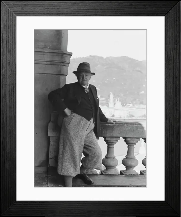 Framed Print : Hauptmann, Gerhart, standing outdoors, 1938 Creator: Arnold Genthe Framed Print : Hauptmann, Gerhart, standing outdoors, 1938 Creator: Arnold Genthe